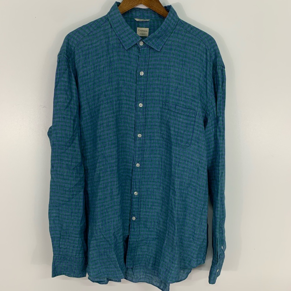 Culturata Blue and Green Button Down Shirr